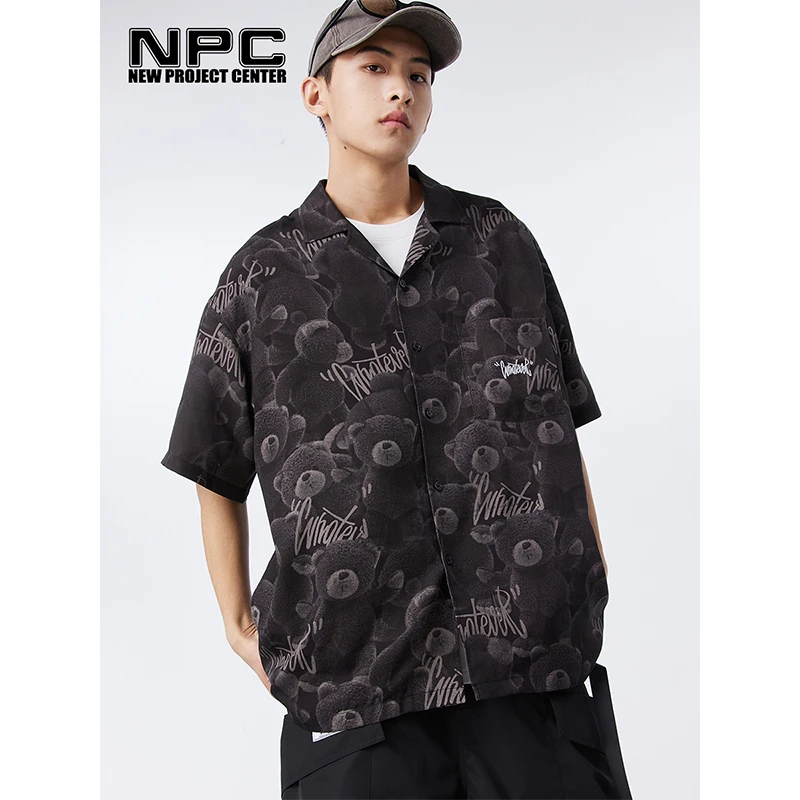 NPC潮牌BetterBear小熊系列满印小熊【天丝】衬衫情侣装NP33SH26