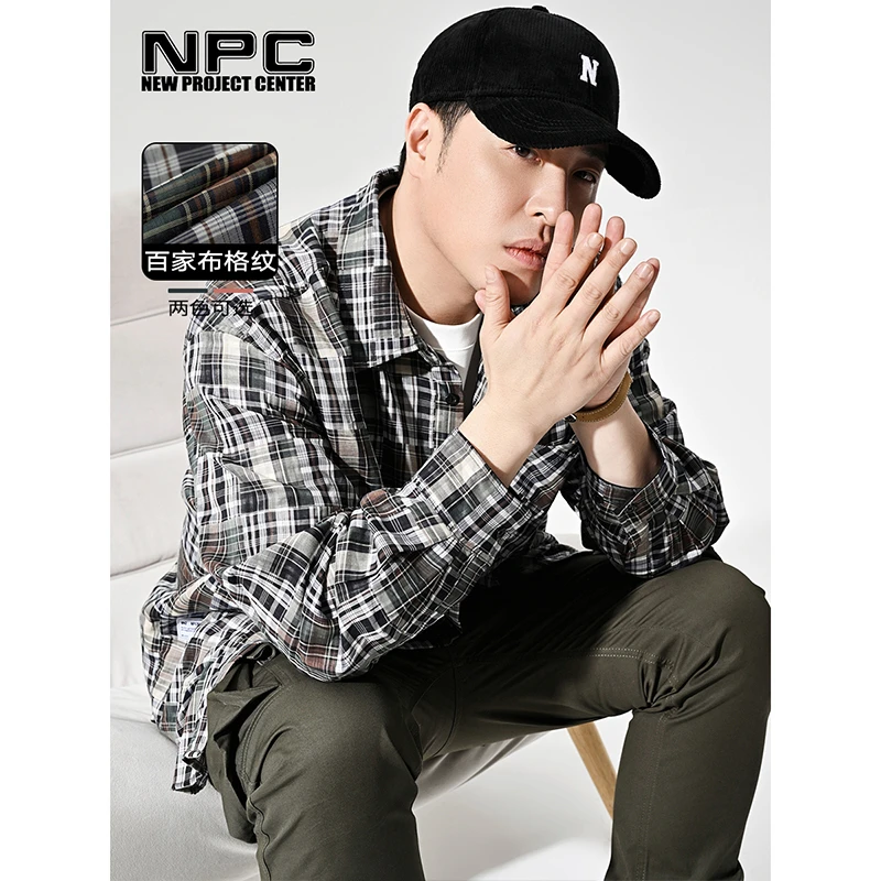 NPC潮牌Cityboy复古百家布格纹衬衫撞色情侣长袖休闲外套NP36SH09