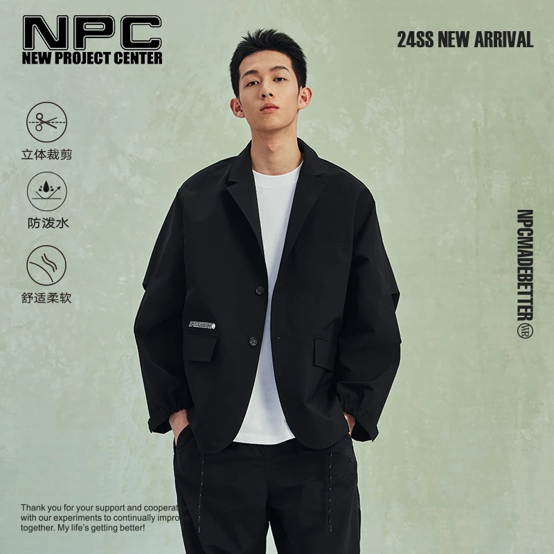 NPC潮牌休闲男外套夹克三防百搭黑色潮流简约NP41TJ19