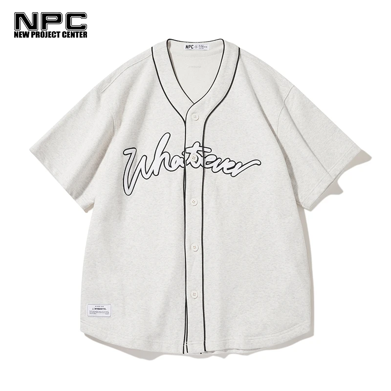 NPC潮牌美式复古街头印花棒球衫潮流休闲短袖夏季小众v领NP35TJ07