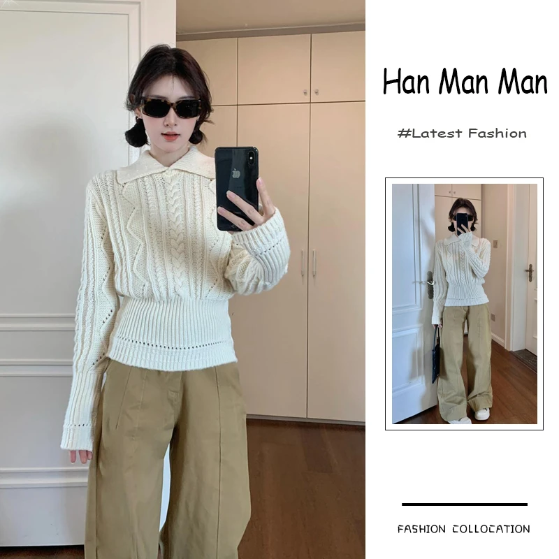 秋冬季流行穿搭一整套新款2024韩系时尚软糯针织毛衣休闲裤两件套