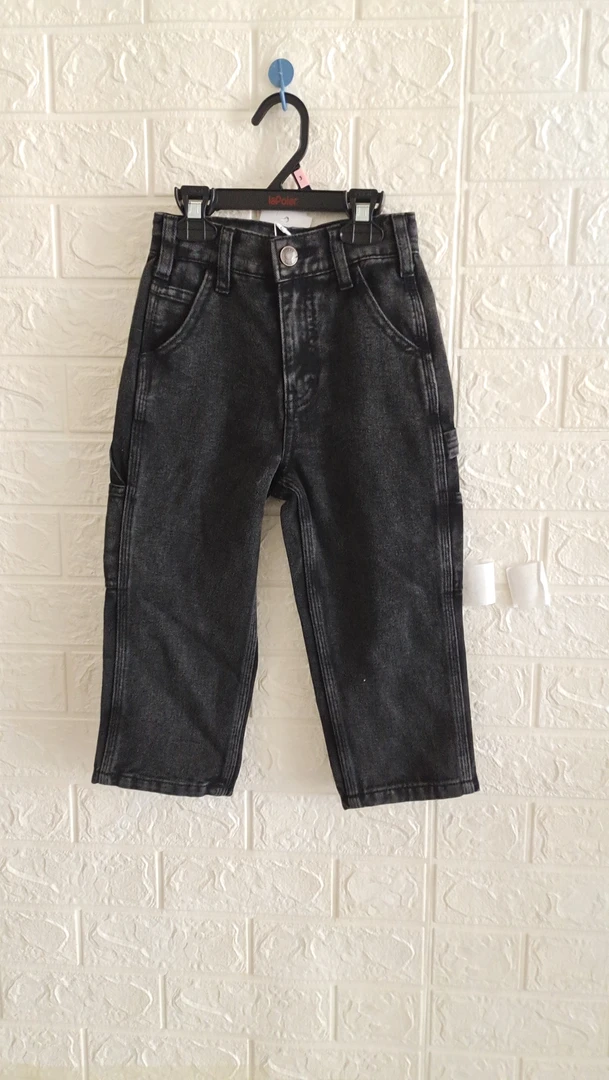 秋冬款中大童男女炒盐工装牛仔裤