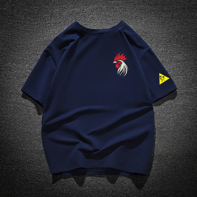 法莱尔公鸡夏季潮流短袖T恤男薄款纯棉休闲圆领2024时尚百搭半袖t