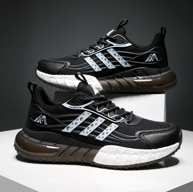 曼巴布朗正品高端时尚休闲百搭春秋季皮面潮鞋男女透气网面9027