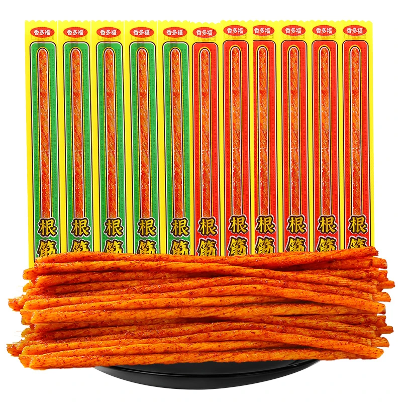 一根筋牛筋辣条网红休闲食品小吃超长麻辣零食整箱批发小袋12g