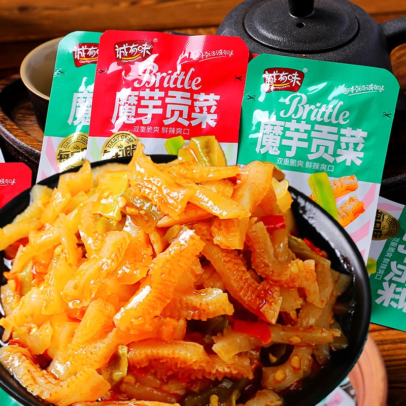 魔芋贡菜开袋即食小包装香辣脆笋脆爽网红追剧经典解馋整箱小零食