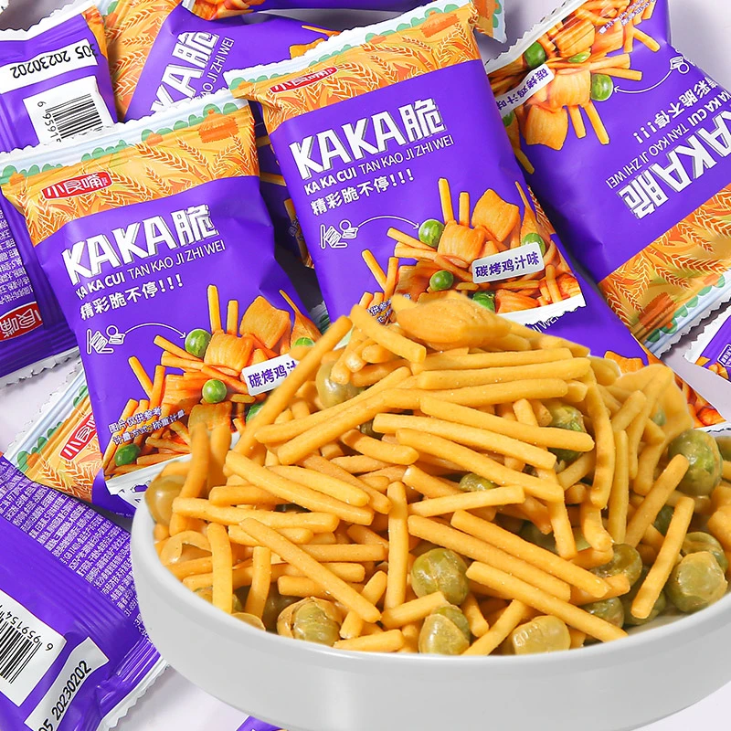 小食嘴KAKA脆咪咪虾条豆果碳烤味小包装酥脆膨化休闲香脆零食