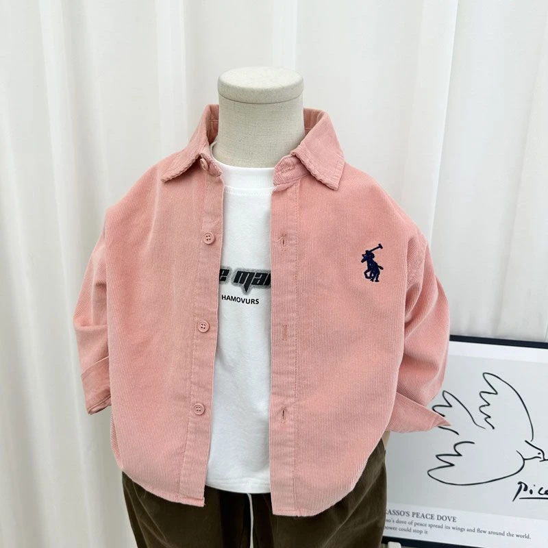 男童灯芯绒衬衫韩版儿童秋季洋气长袖外套春秋装宝宝帅气上衣