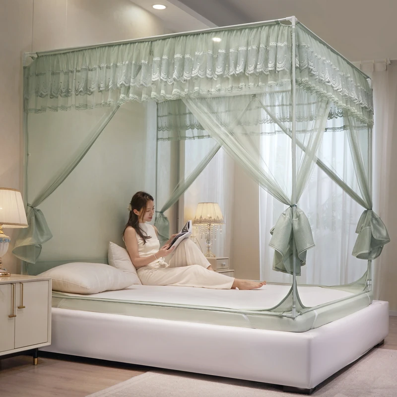 2025新款T+U床笠回底式蕾丝坐床蚊帐三开门家用坐床蚊帐