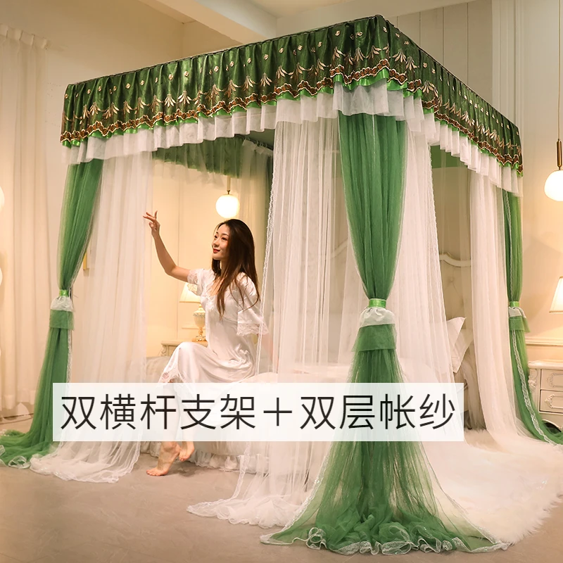 加厚宫廷蚊帐  防尘遮光双横杆双层纱宫廷蚊帐卧室专用高端蚊帐