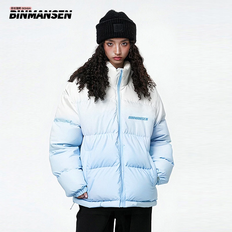 BINMANSEN宾曼森加厚立领棉服拉链保暖情侣渐变多巴胺休闲K4601-B