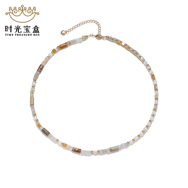 天然淡水珍珠时尚原创个性配饰小米珠串珠项链拼接设计师8019