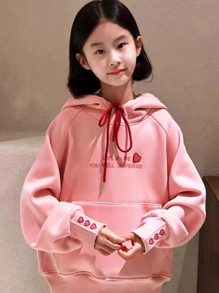 409101《现》小涵家玲姐优选韩版儿童休闲舒适时尚日常加绒连帽卫衣