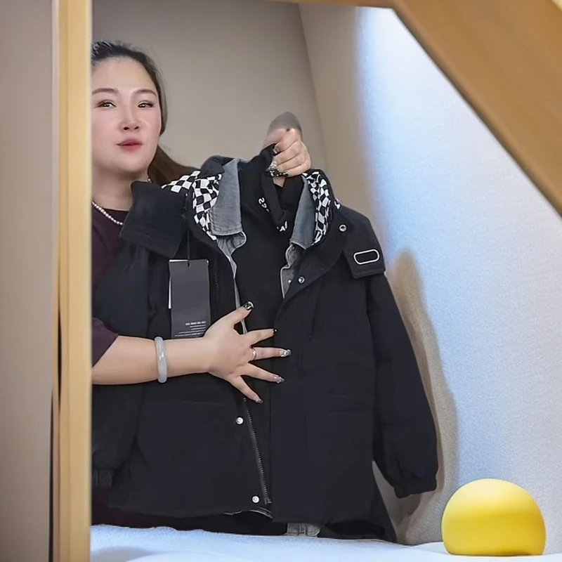 410036《黑》小涵家玲姐优选韩版儿童休闲百搭时尚连帽洋气羽绒服