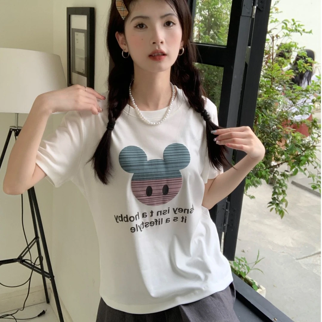 305613《80-120》小涵家女装青少年休闲舒适时尚洋气夏季卡通短袖