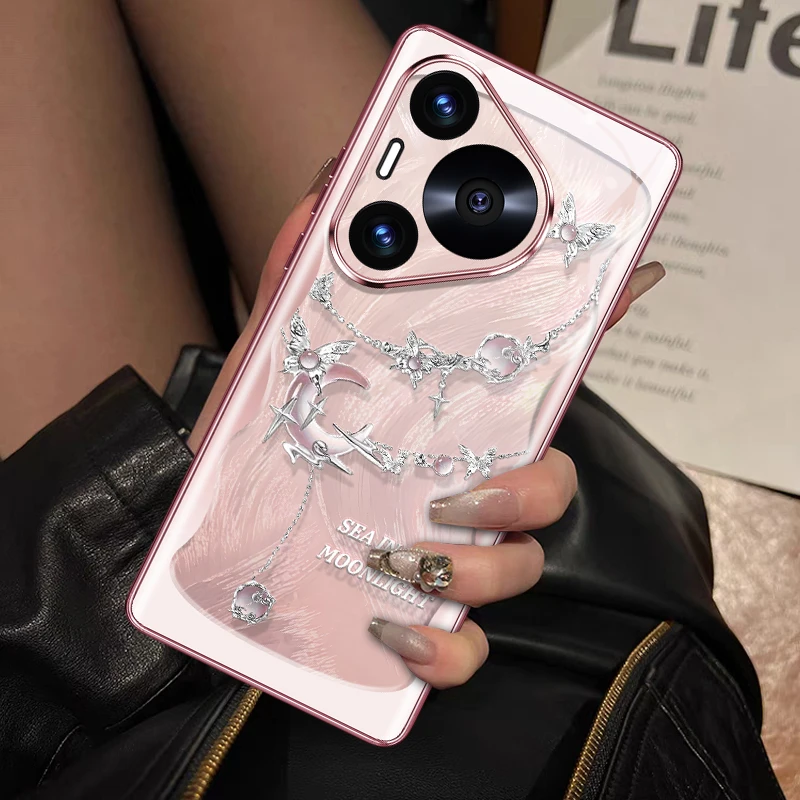 华为Pura70pro羽纱月光蝴蝶手机壳创意p70高级Ultra轻奢p60女pro+