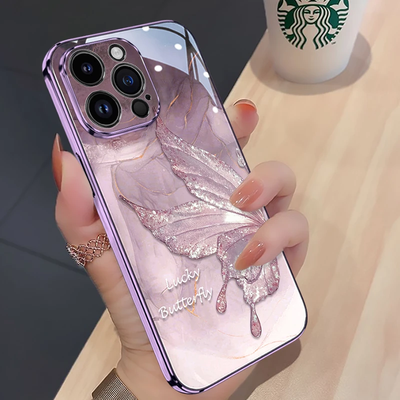 适用苹果17水墨仙仙蝶手机壳iPhone16promax爆款15pro高级感ins女