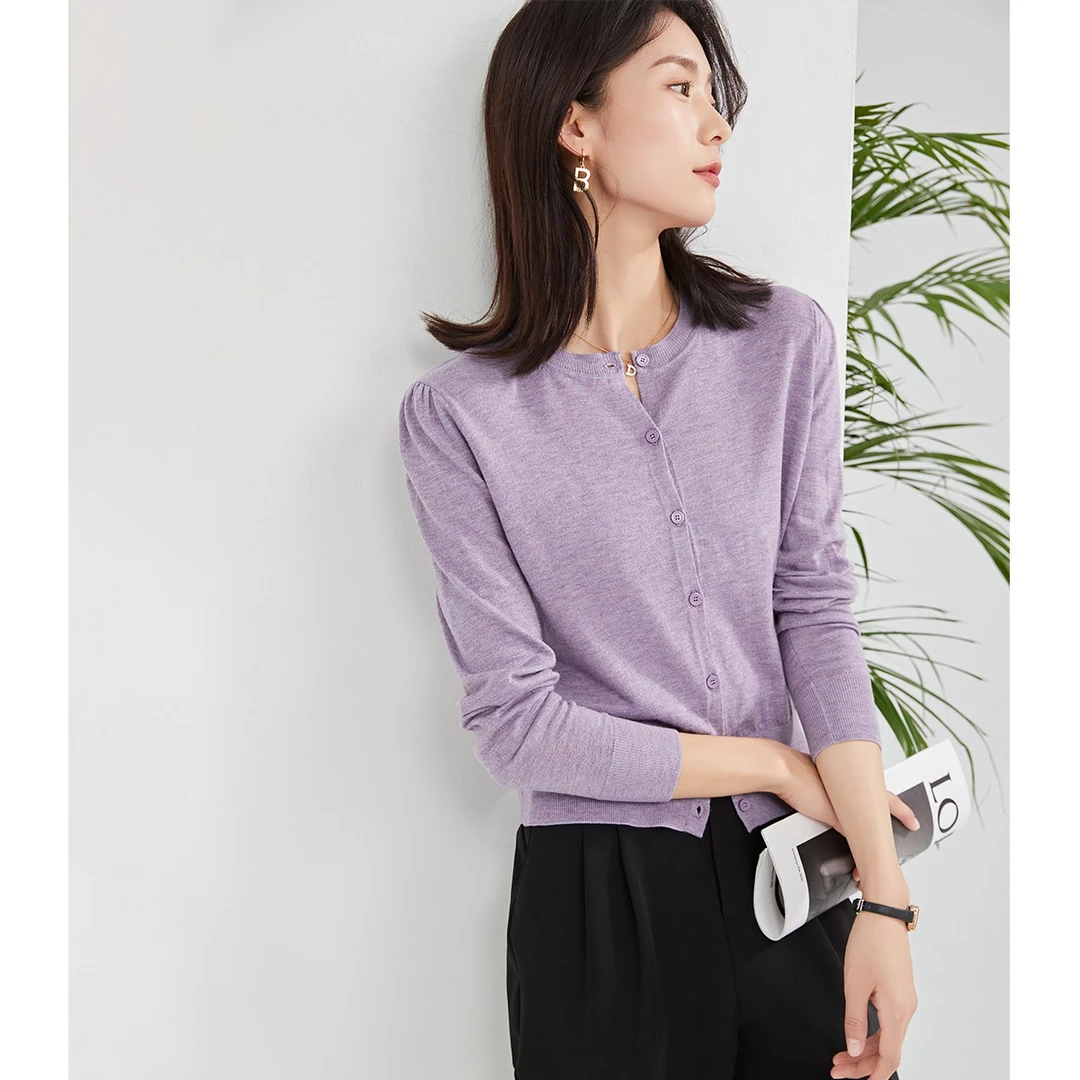 欧莎春季叠穿气质通勤百搭短款薄款针织开衫外套女外搭S121C16030