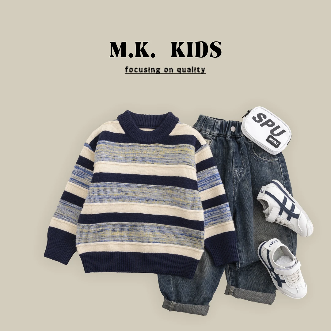 现货儿童冬款毛衣男童厚款百搭时尚针织2024新款DV7273华子童装