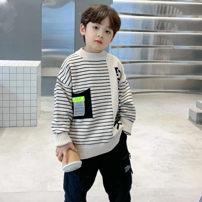 童装男童圆领毛衣套头春秋装2023新款韩版中大儿童MY23366
