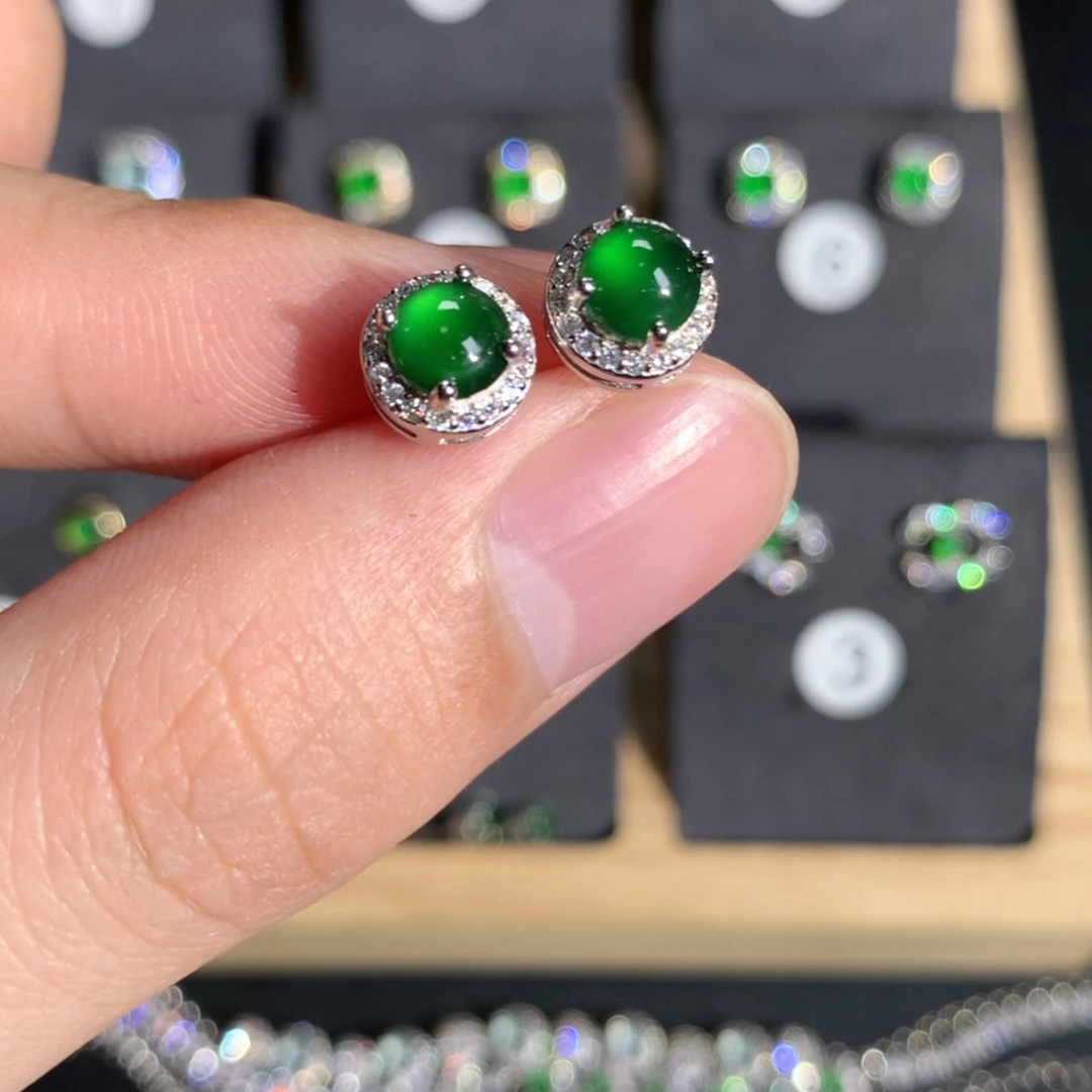 【闪购商品】翡翠耳饰银S925镶嵌
