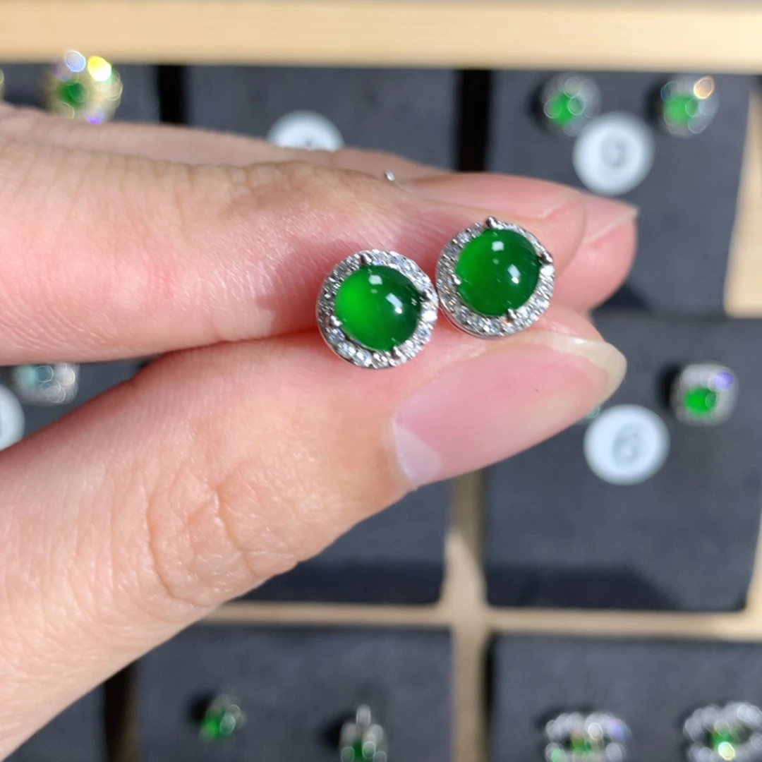 【闪购商品】翡翠耳饰银S925镶嵌