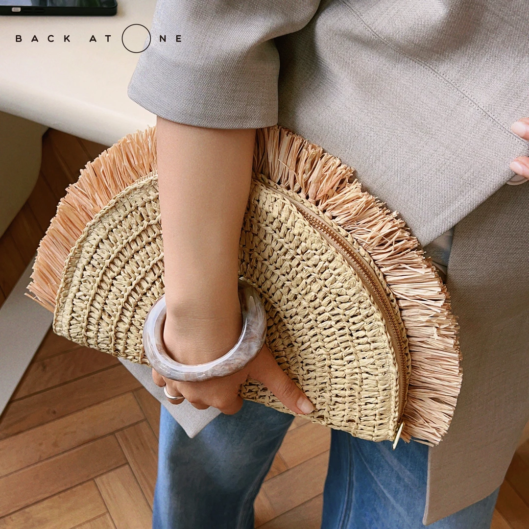 BackAtOne “巴拿马之恋”拉菲手工编织沙滩包 B3SS-L003-BG-CJK