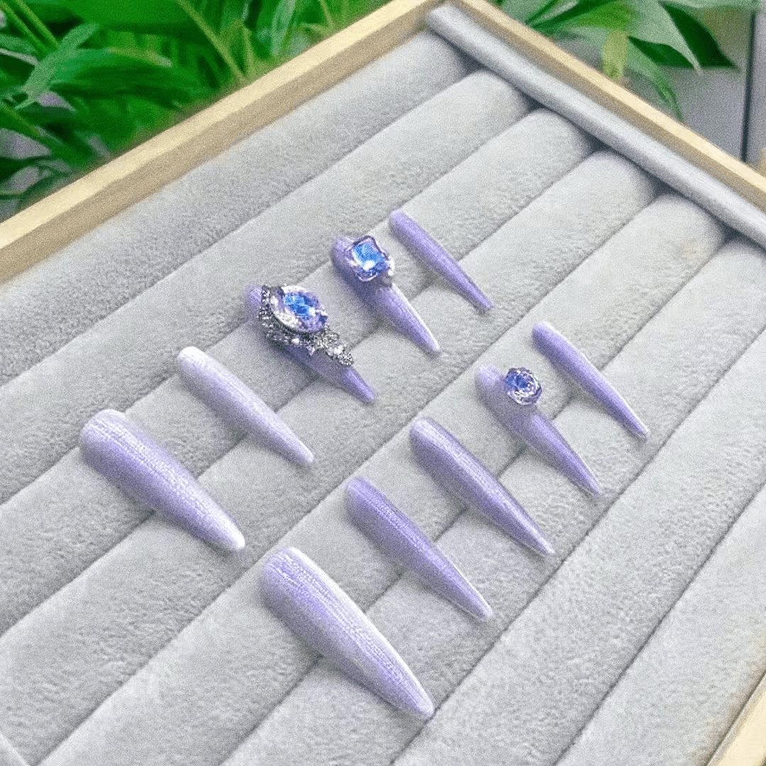 【小紫】阳阳纯手工穿戴甲 豪镶美甲支持定制、甲型、尺码