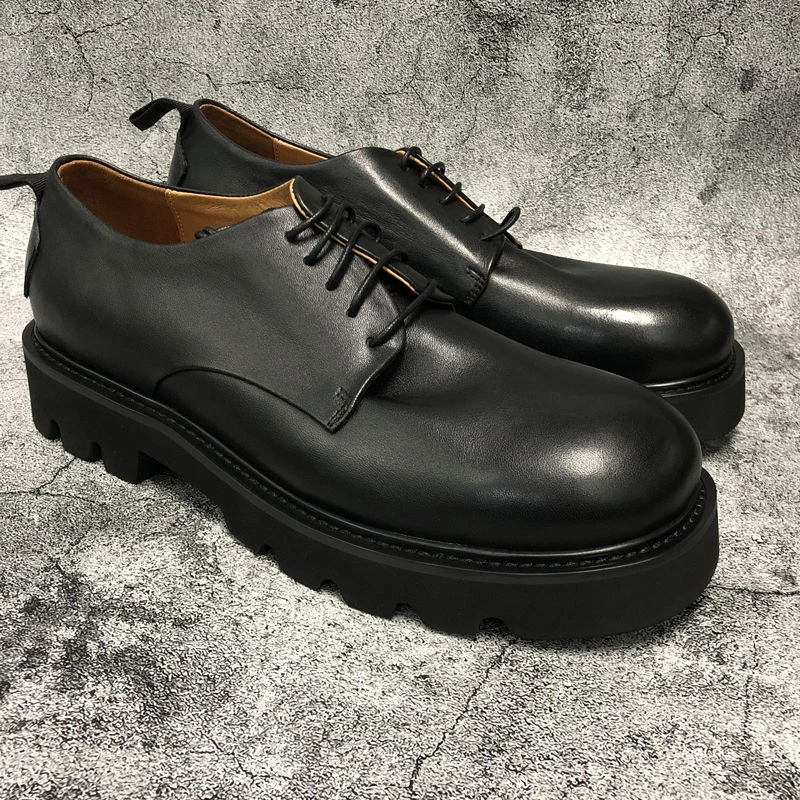 春夏季北欧简约风头层小牛皮耐磨EVA软底男士皮鞋男休闲皮鞋