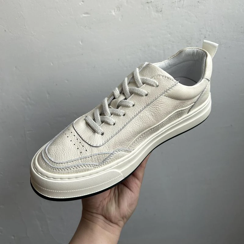2024老爹鞋软底男士厚底小白鞋夏季白色真皮板鞋潮流运动休闲男鞋