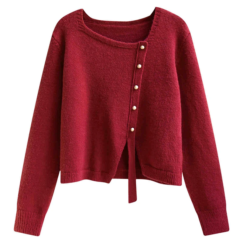 法式不规则毛衣女秋冬款2025新款设计感时尚宽松洋气针织开衫上衣