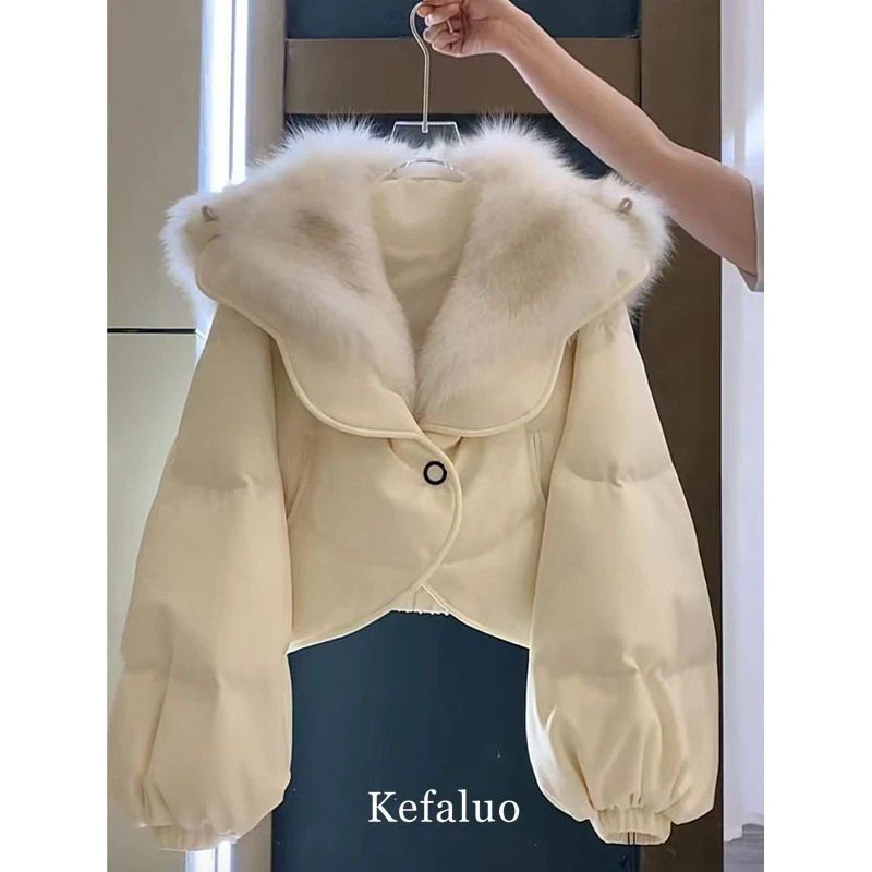 短款加绒加厚毛领时尚棉服外套女冬季新款小个子设计感棉袄上衣潮