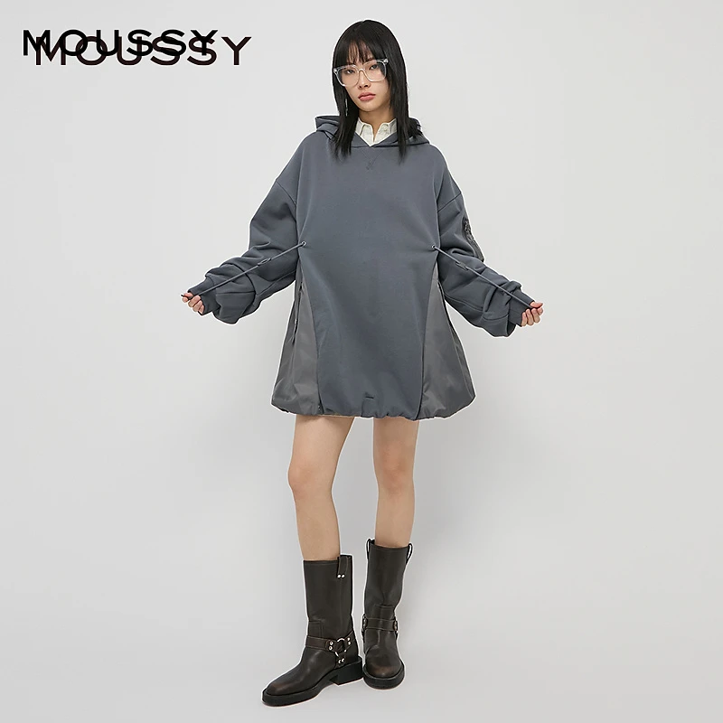 MOUSSY2025新款工装风拼接连衣裙028HAZ80-0611