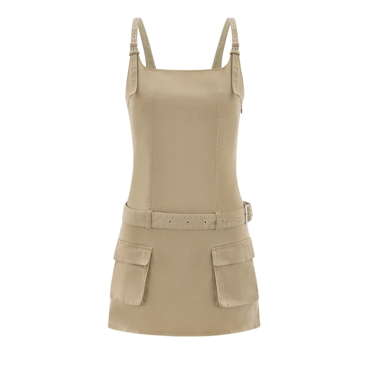 MOUSSY 夏季新品欧美风Y2K工装腰带背心连衣裙028HSZ30-1251