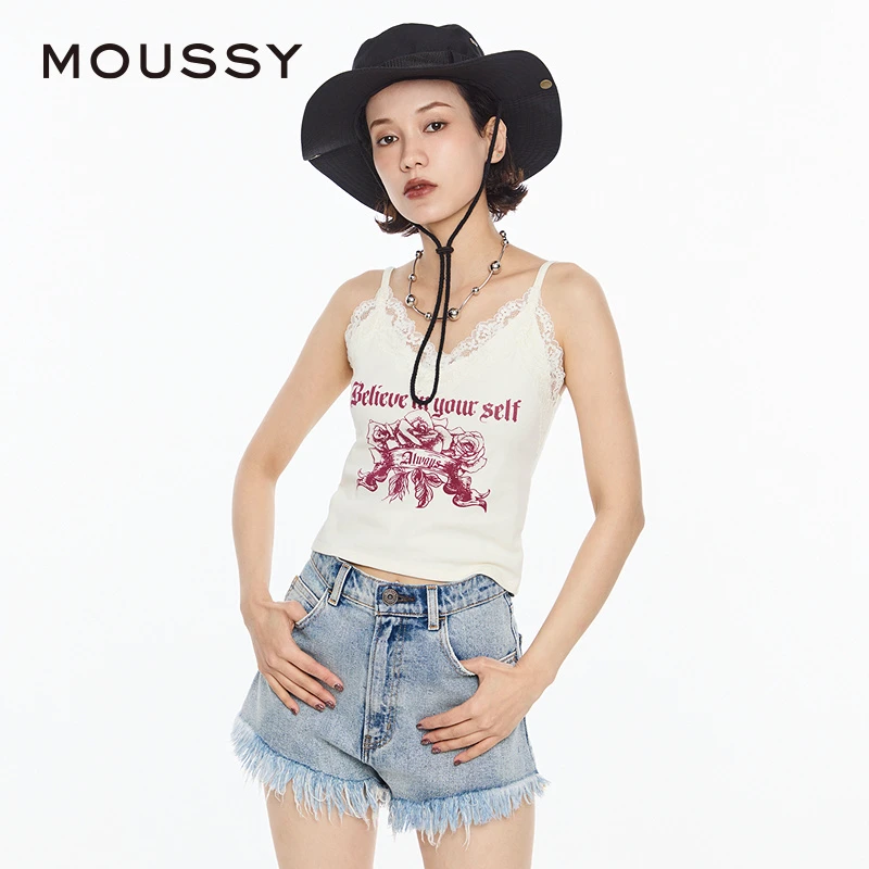 MOUSSY 新品叛逆俏皮Y2K复古玫瑰吊带背心028HSZ90-0861