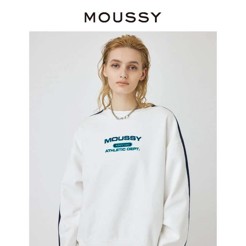 MOUSSY 秋冬复古球风运动LOGO刺绣卫衣女010GAQ90-5730