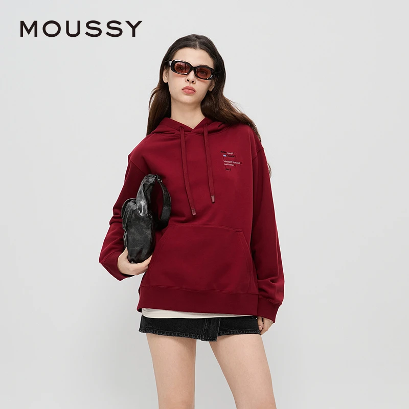 moussy 2024秋季新品美式街头甜酷字母印花连帽卫衣028HAZ90-0911