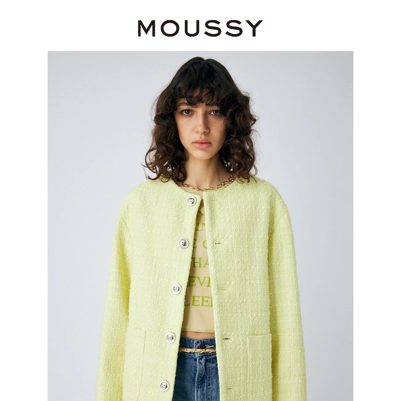 MOUSSY 早秋新品设计感通勤风千金感廓形外套女010GSH30-0210