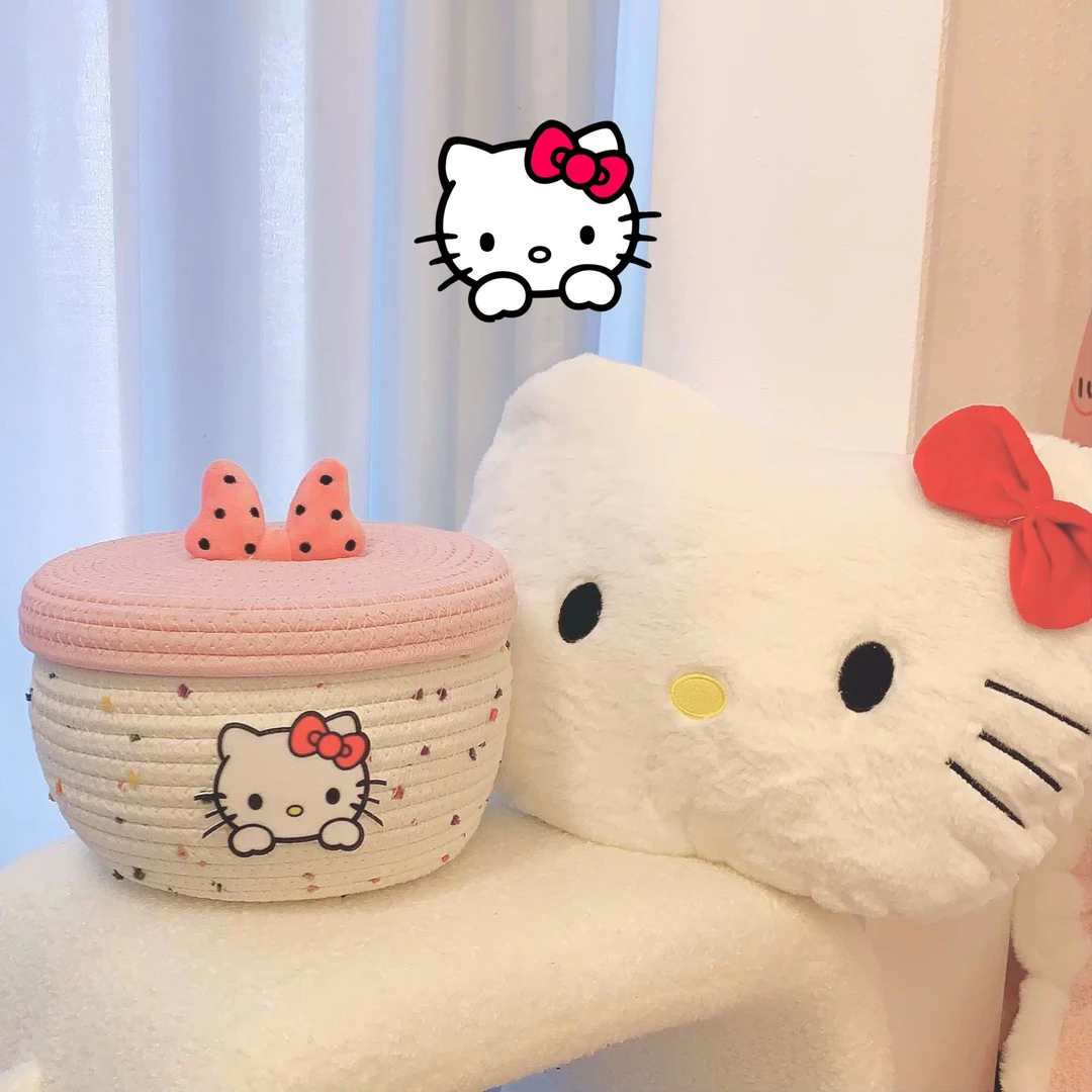 设计款粉色kitty猫收纳筐可爱家用创意卡通储物