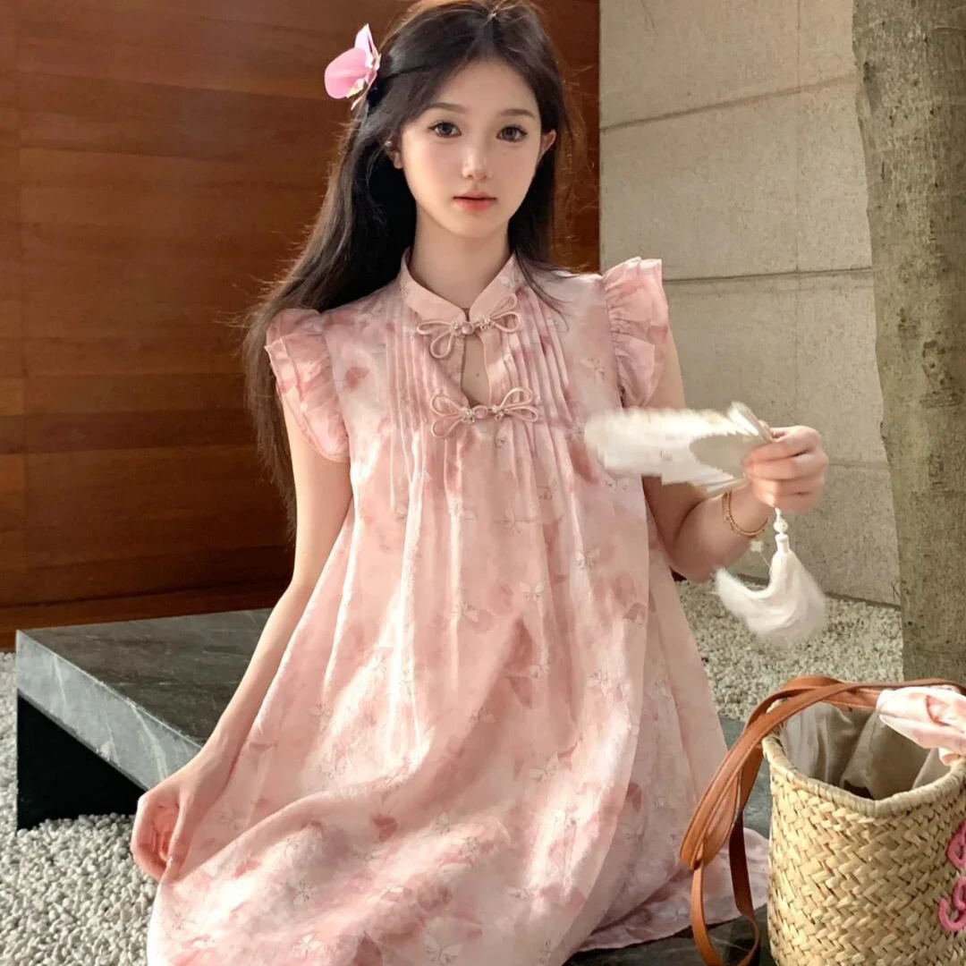 裙子连衣裙旗袍碎花显瘦夏季少女法式甜美气质小个子公主中国风