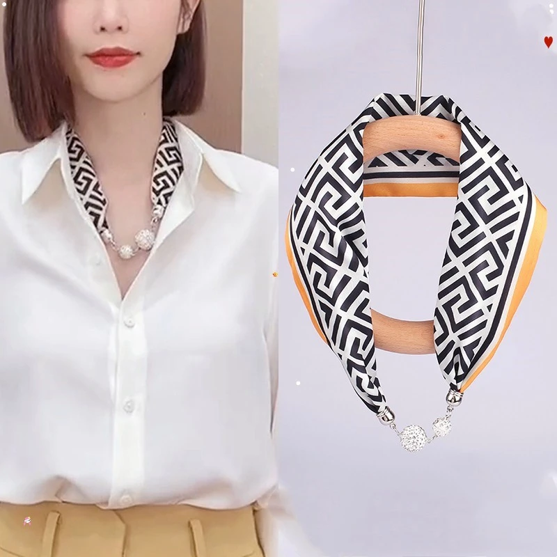 新年女装创意围脖项链式小围巾磁吸扣女2023秋冬款爆款护颈带脖子