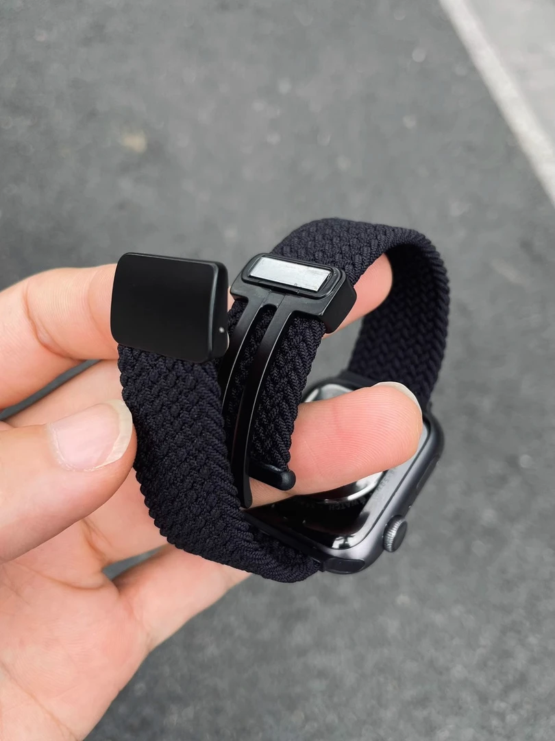 尼龙编织弹力折叠磁吸表带适用于果S9果S9手表表带s987磁吸789