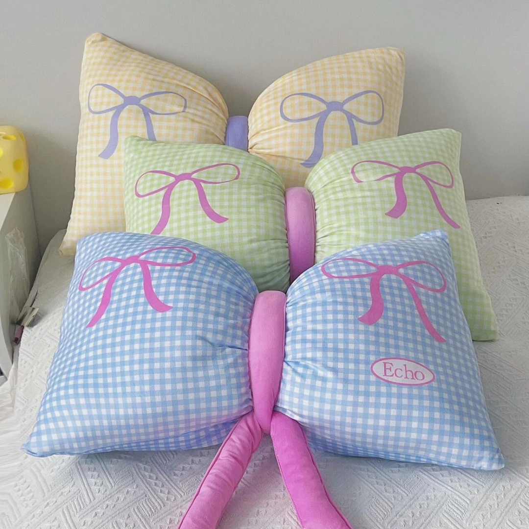 少女心蝴蝶结抱枕女生宿舍床头靠垫座椅腰靠韩系ins 车载靠背枕头