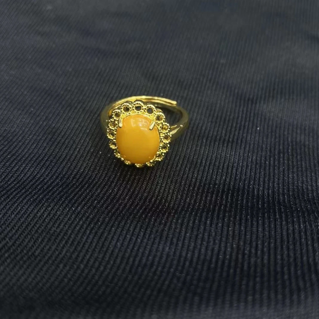 【杰哥专属】高端珠宝花丝手工古董老蜜蜡戒指送证书礼盒K220
