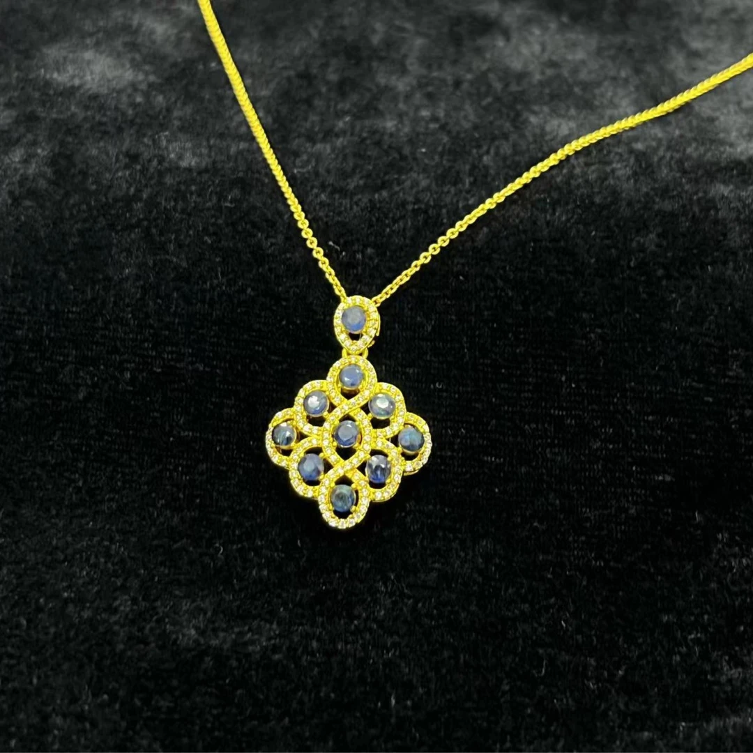 【杰哥专属】收藏珠宝皇家蓝天然蓝宝石中国结吊坠K266