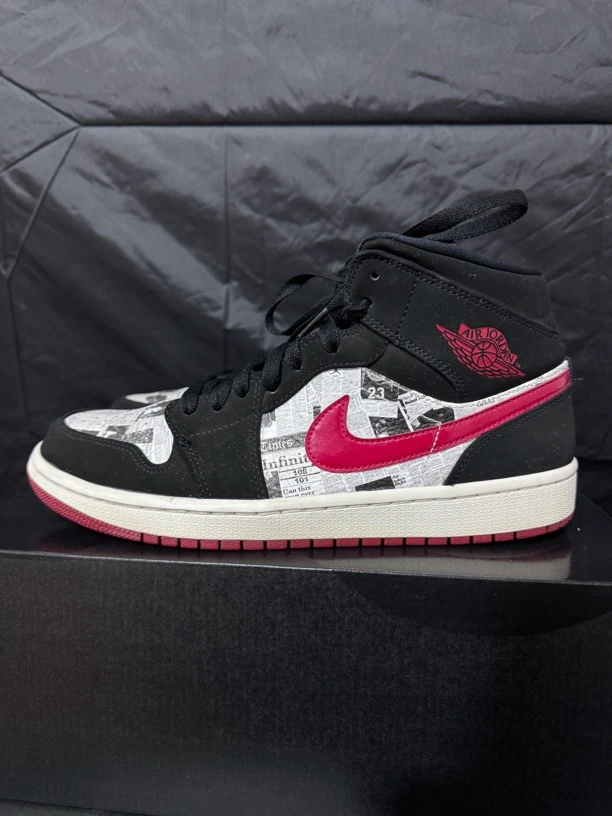 42码 丨 AJ1 Mid 报纸 中帮 防滑耐磨 公价1.6k丨 假一陪四 丨