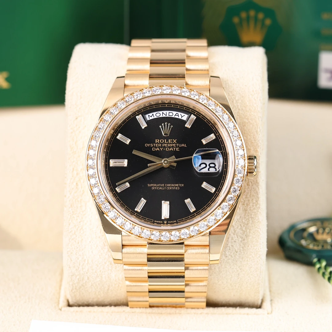 95新 Rolex/劳力士 228348黑冰糖原镶钻 100米防水 2024年1月保卡