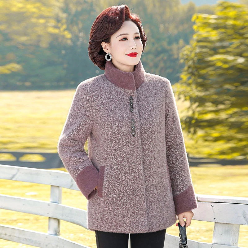 2024爆款经典时尚中年女装妈妈秋冬款加厚外套百搭舒适高贵气质
