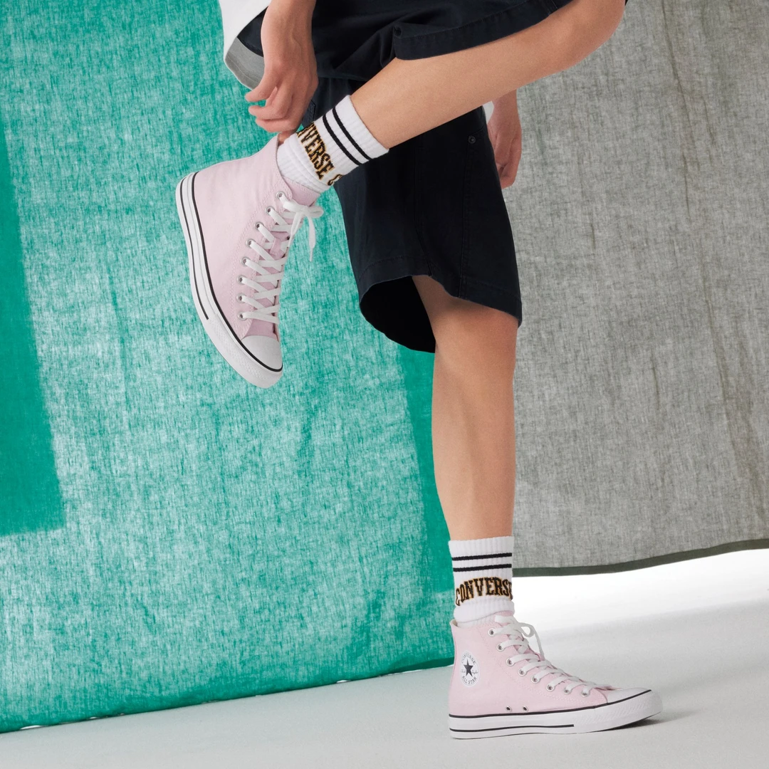 匡威AllStar男女休闲板鞋经典高帮鞋粉色CONVERSE A08580C