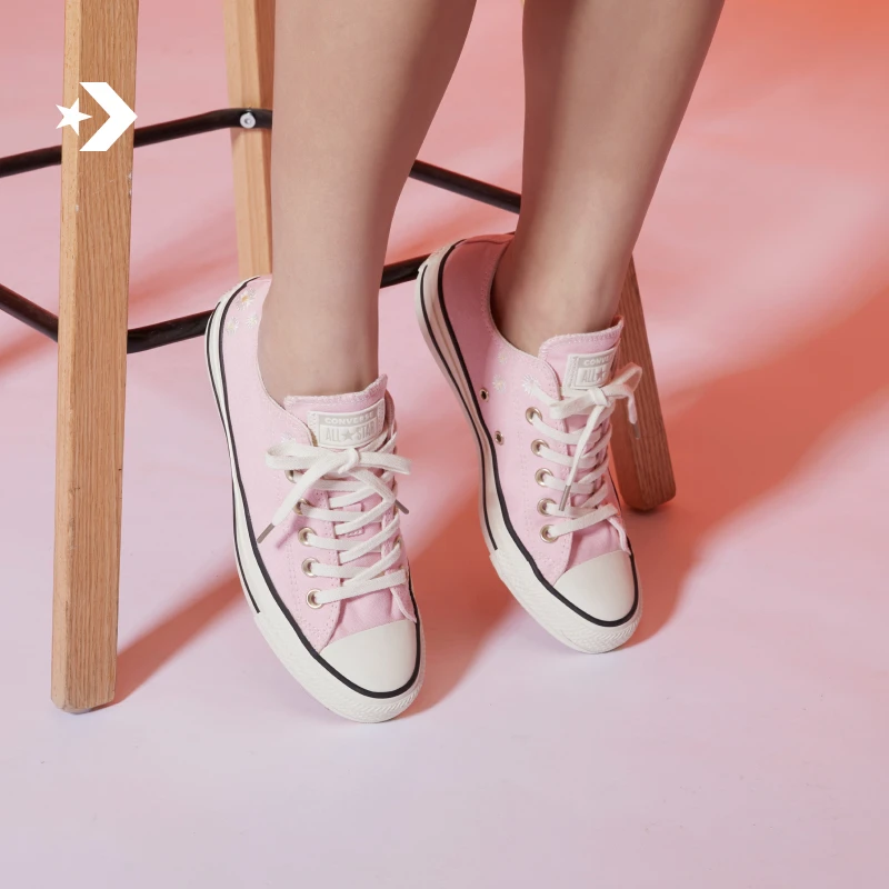 CONVERSE匡威官方 All Star女刺绣雏菊休闲低帮帆布鞋A06225C